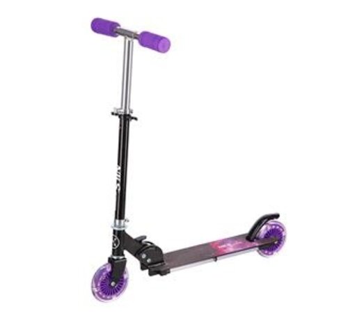 Nils Trottinette pliable Nils Extreme HD025 noire et violette | Plateforme et roues LED, 125 mm