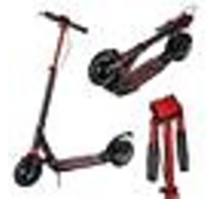 Patinete de transporte Nils HM209T con frenos de disco, color negro/rojo | Ruedas neumáticas de 200 mm y suspensión delantera y trasera