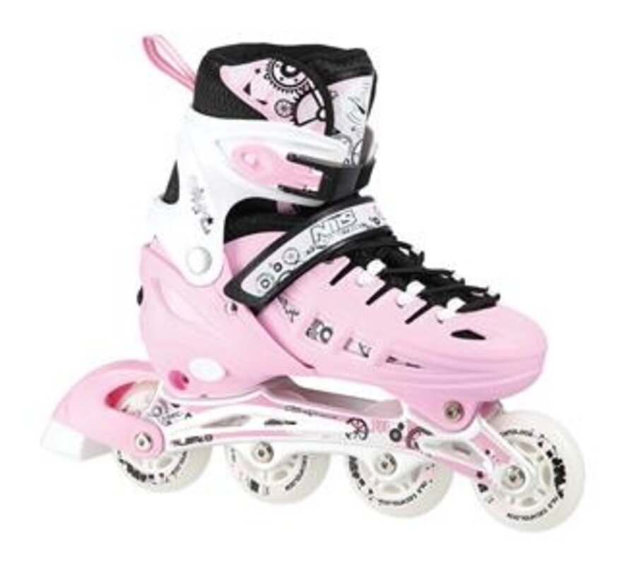 Pattini in linea/ghiaccio Nils Extreme 4 in 1 rosa regolabili multi-pattino per pattini in linea, pattini a rotelle, pattini da ghiaccio e hockey