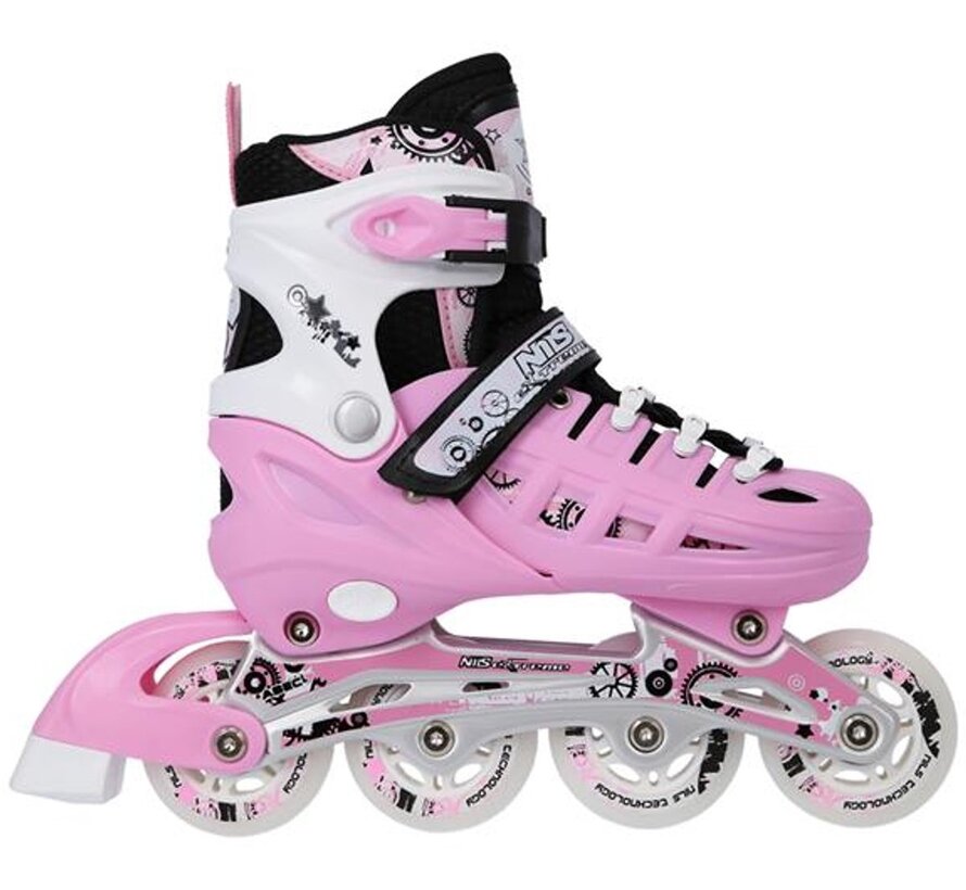 Patines en línea/hielo Nils Extreme 4 en 1, color rosa, ajustables, multipatín para patines en línea, patines sobre ruedas, hielo y hockey.