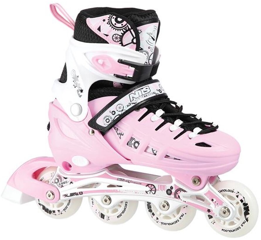 Pattini in linea/ghiaccio Nils Extreme 4 in 1 rosa regolabili multi-pattino per pattini in linea, pattini a rotelle, pattini da ghiaccio e hockey