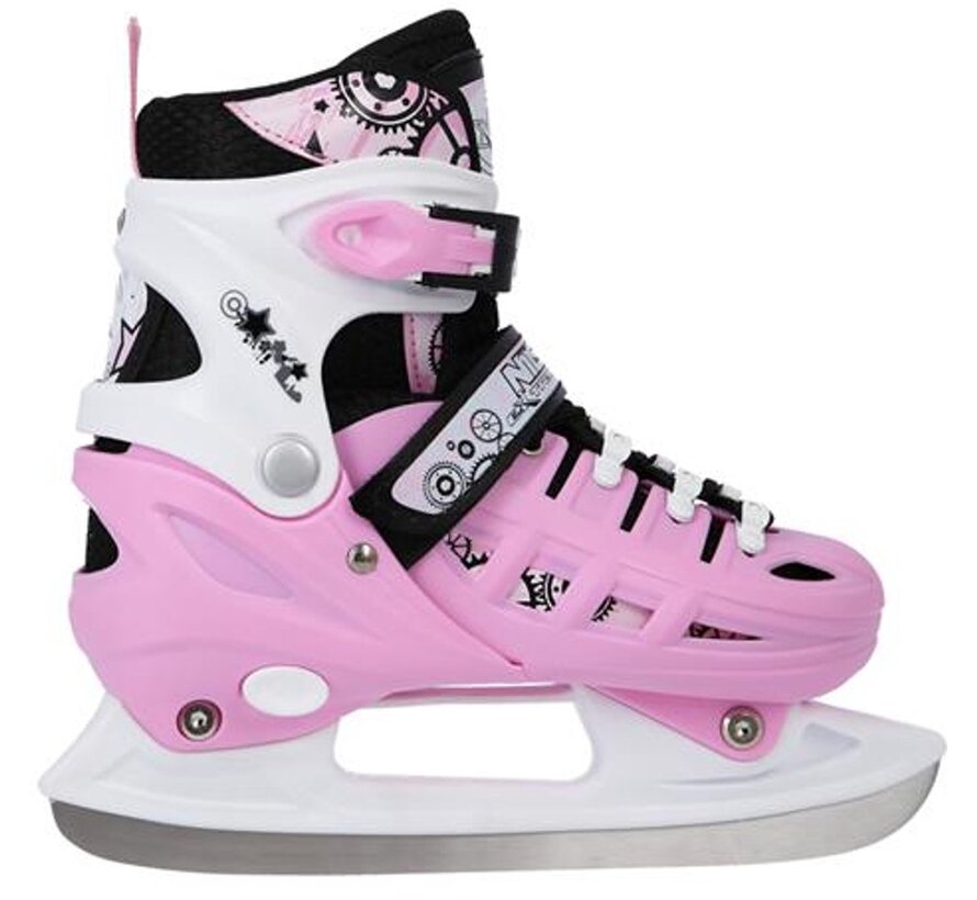 Patines en línea/hielo Nils Extreme 4 en 1, color rosa, ajustables, multipatín para patines en línea, patines sobre ruedas, hielo y hockey.