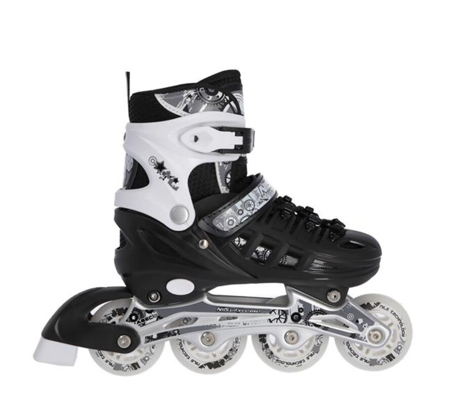 Patins à roues alignées/à glace Nils Extreme 4 en 1 noirs (NH10905) réglables pour la rue et la glace