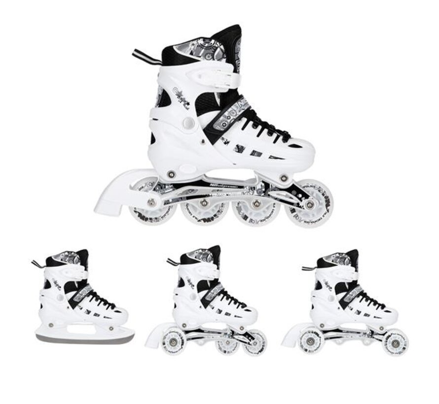 Pattini in linea/ghiaccio Nils Extreme 4 in 1 LED (NH10905) Pattini regolabili con ruote in PU e lame in acciaio inossidabile