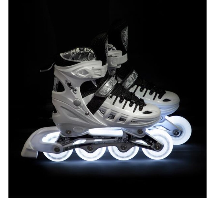 Pattini in linea/ghiaccio Nils Extreme 4 in 1 LED (NH10905) Pattini regolabili con ruote in PU e lame in acciaio inossidabile