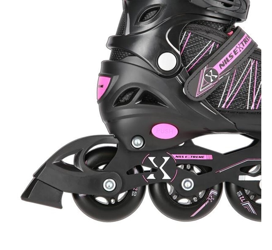 Patines en línea/hielo Nils Extreme NH11912 2 en 1, color negro/rosa, con velocidad ajustable