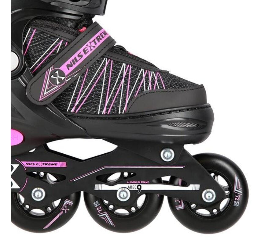 Nils Extreme NH11912 2-in-1 Inline-/Eislaufschuhe Schwarz/Pink Verstellbare Geschwindigkeit und Eislaufschuhe Größe 31-34
