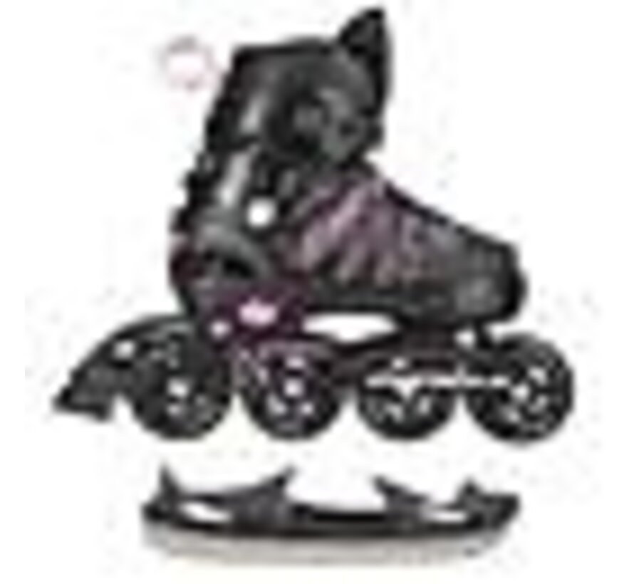 Nils Extreme NH11912 2-in-1 Inline/Ice Skates Black/Pink Adjustable Speed and Ice Skates