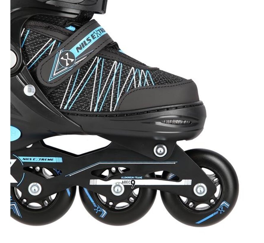 Nils Extreme NH11912 2-in-1 Inline-/Eislaufschuhe Schwarz/Türkis Verstellbare Schlittschuhe für Straße und Eis