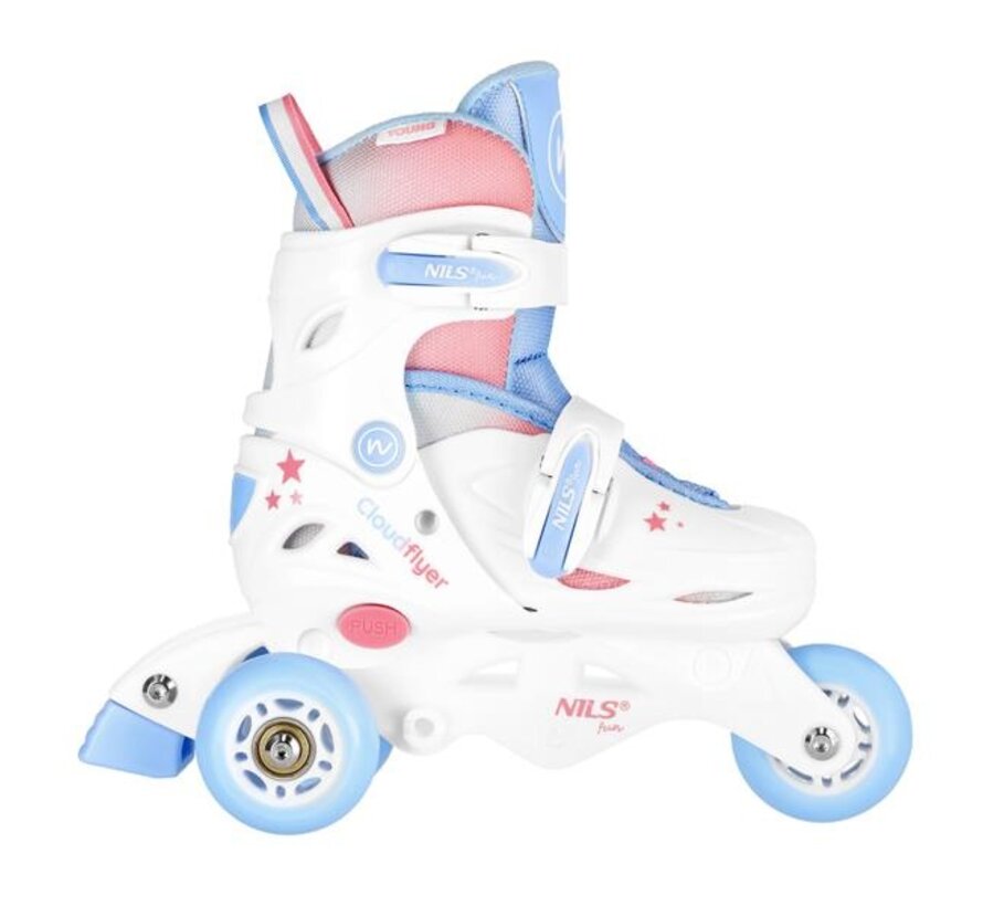 Pattini / rotelle 3 in 1 Nils Fun NJ1190 Pattino bianco a tre funzioni per la crescita