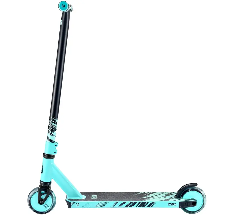 Core CB1 Stunt-Scooter, Schwarz/Türkis, 110-mm-Räder, ABEC-9-Kugellager und Aluminiumdeck