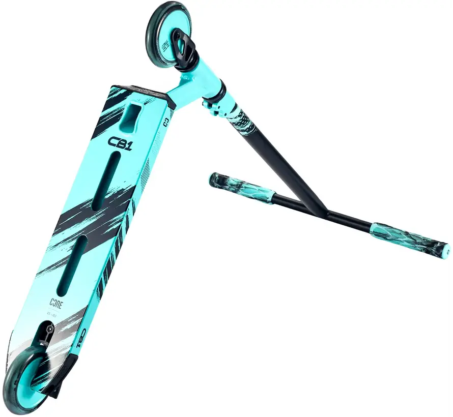 Trottinette freestyle Core CB1 noire/turquoise, roues de 110 mm, roulements ABEC 9 et plateau en aluminium