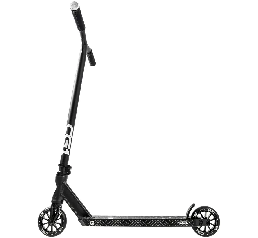 Trottinette acrobatique Core CG1 noire, roues de 110 mm, roulements ABEC 9 et plateau en aluminium