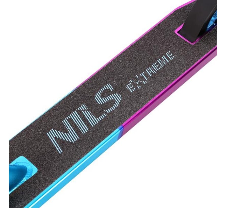 Nils Extreme HS111 Stuntstep Teal / Purple 110 mm Wielen, ABEC 9 Lagers & Stevig Driekamerdeck