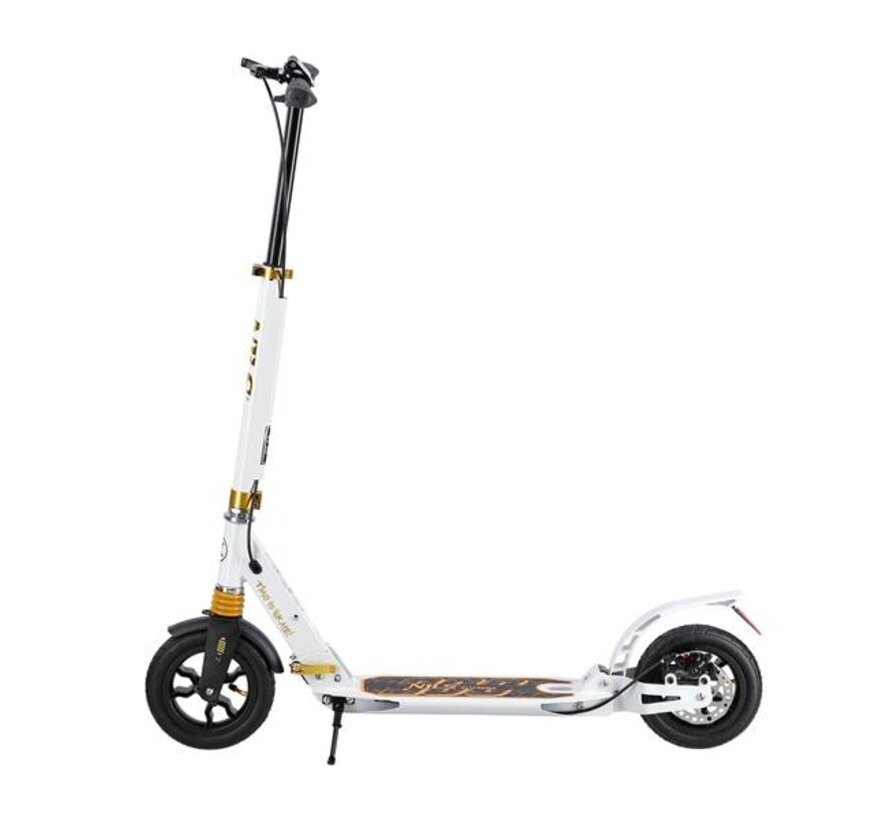 Nils Extreme HM209T Faltroller Weiß/Gold 200 mm Luftreifen, Scheiben- & Fußbremsen, Dämpfung & faltbares Design