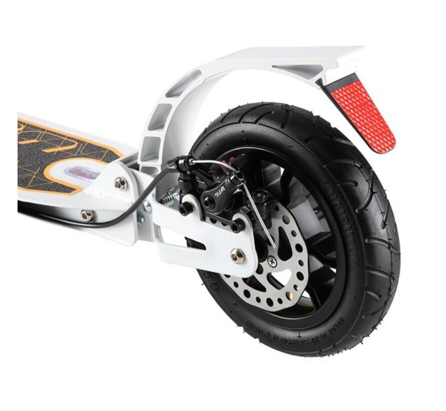 Nils Extreme HM209T Faltroller Weiß/Gold 200 mm Luftreifen, Scheiben- & Fußbremsen, Dämpfung & faltbares Design