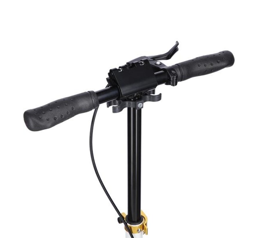 Nils Extreme HM209T Faltroller Weiß/Gold 200 mm Luftreifen, Scheiben- & Fußbremsen, Dämpfung & faltbares Design