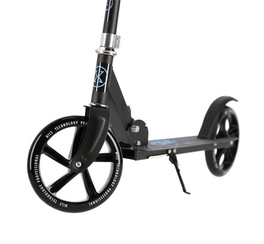 Trottinette pliable Nils Extreme HM603 bleue, roues de 200 mm, cadre en aluminium pliable et guidon réglable