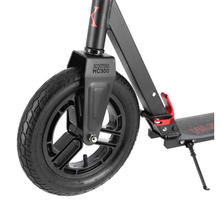 Patinete plegable Nils Extreme HC300 rojo con neumáticos de 300/200 mm, cuadro de aluminio plegable y suspensión.