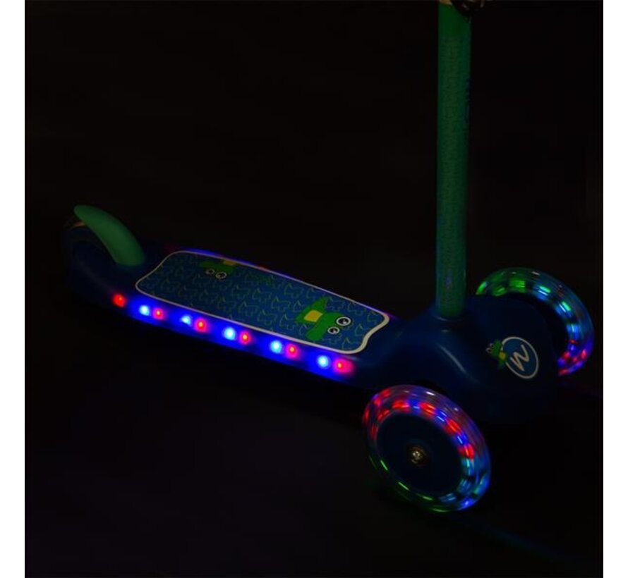 Nils Fun HLB001 Driewielstep LED / Blue 3-Wiel Kinderscooter met Lichtgevende Wielen & Verstelbaar Stuur