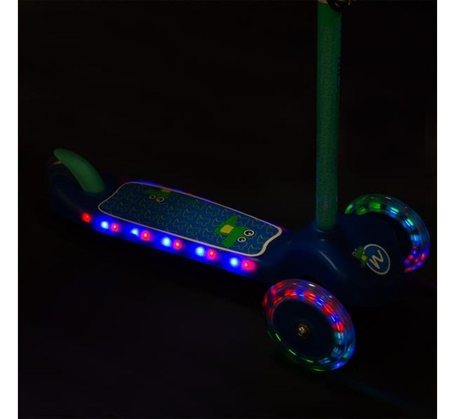 Trottinette à trois roues Nils Fun HLB001 LED / Bleu Trottinette à trois roues pour enfants avec roues lumineuses et guidon réglable