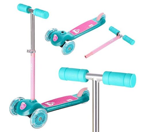 Nils Nils Fun HLB001 Driewielstep Teal 3 Wielen, LED Verlichting, Verstelbaar Stuur en Antislip Deck