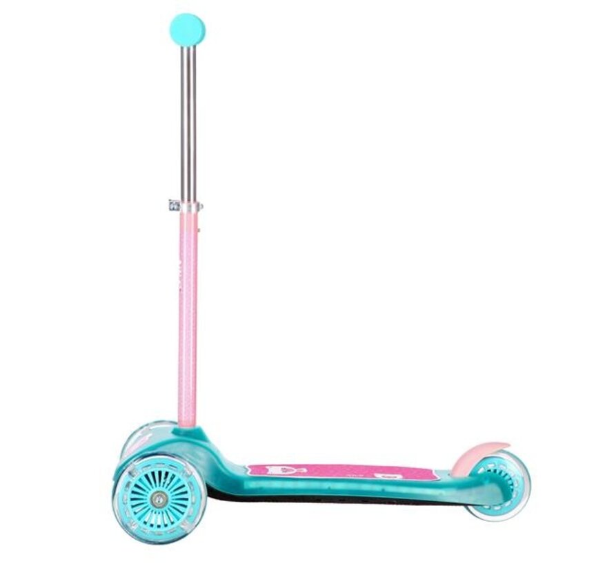 Trottinette à trois roues Nils Fun HLB001 bleu sarcelle, éclairage LED, guidon réglable et plateau antidérapant