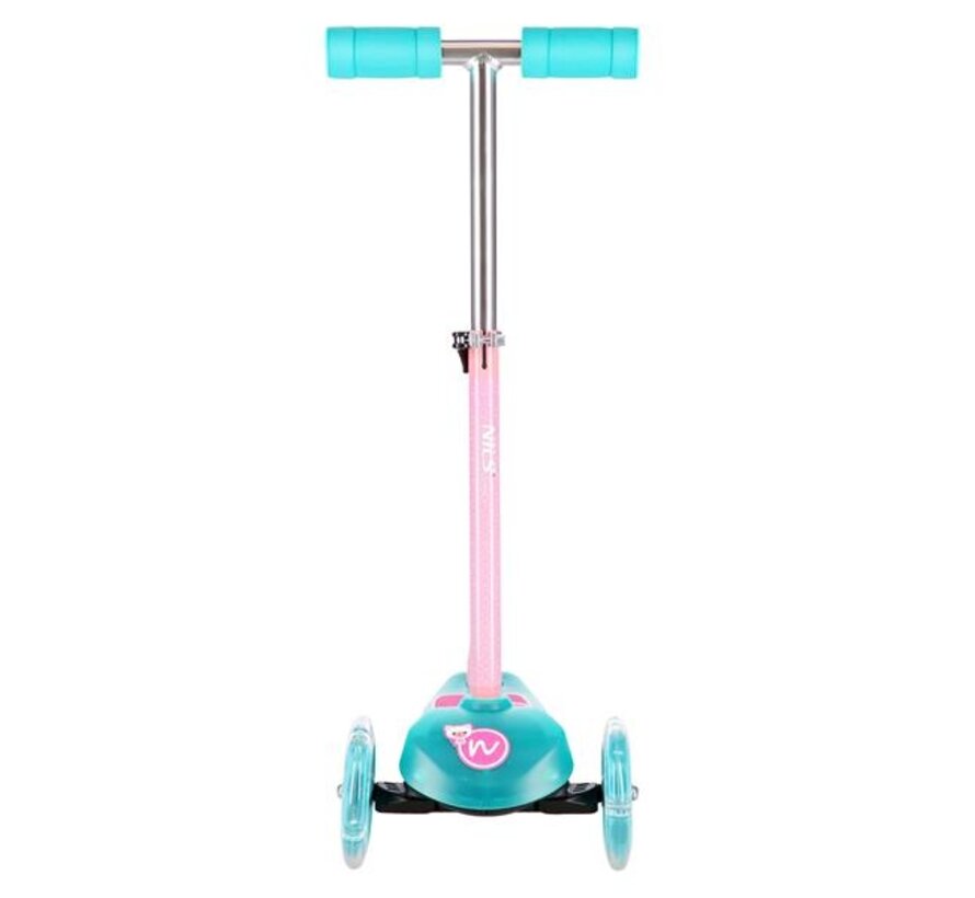 Nils Fun HLB001 Driewielstep Teal 3 Wielen, LED Verlichting, Verstelbaar Stuur en Antislip Deck