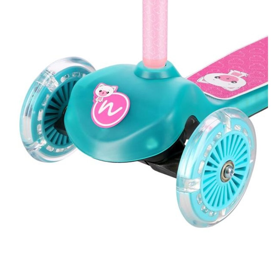 Nils Fun HLB001 Driewielstep Teal 3 Wielen, LED Verlichting, Verstelbaar Stuur en Antislip Deck