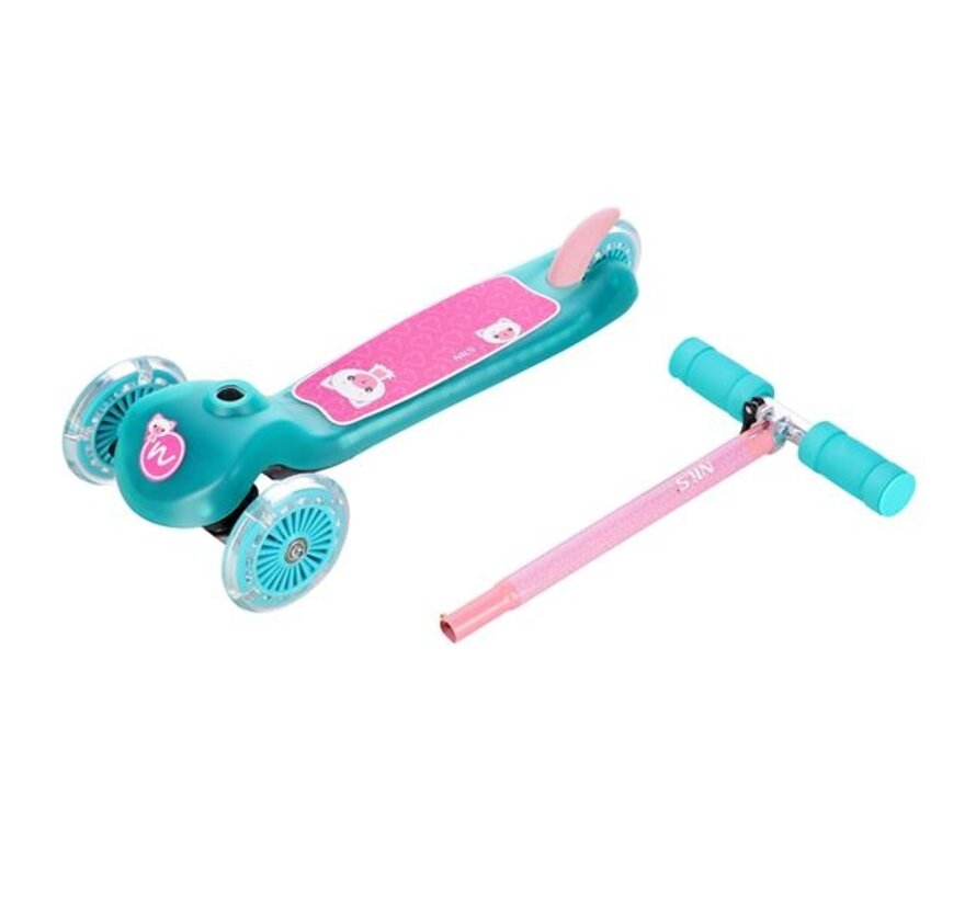 Nils Fun HLB001 Driewielstep Teal 3 Wielen, LED Verlichting, Verstelbaar Stuur en Antislip Deck