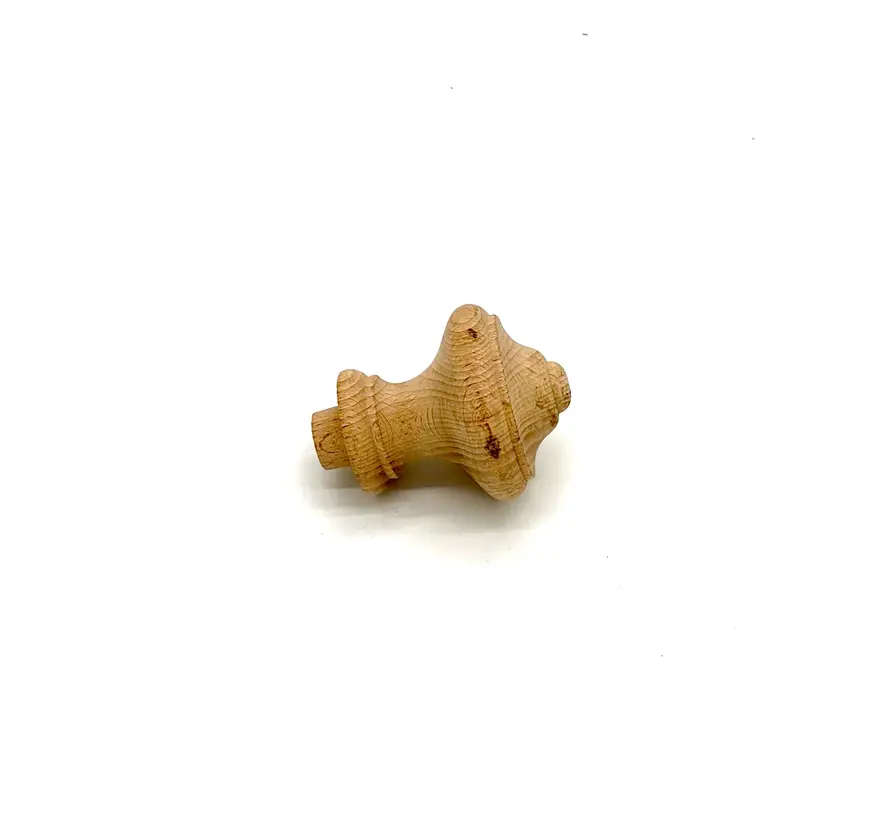 Set mit 2 Möbelknöpfen und -ornamenten aus Buchenholz – Klassisches Design – Ø 7,5 cm – Für Schränke, Schubladen und Möbeldekoration – Unbehandeltes Holz