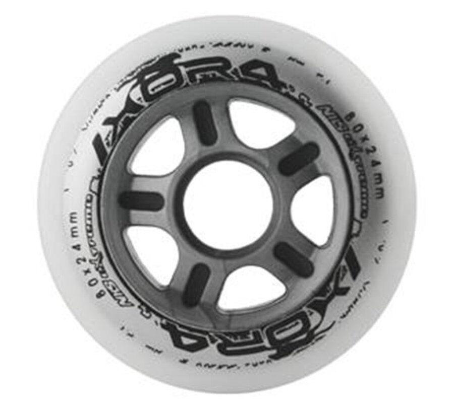 Roues de roller Nils Extreme PU blanches (lot de 4) | 72 mm, 76 mm ou 80 mm | Dureté 82A et PU à rebond élevé