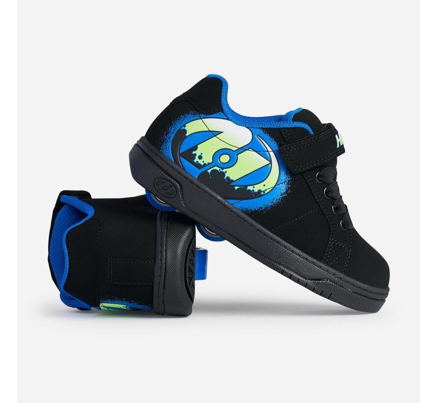 Heelys X2 Kolect Czarne/Królewskie/Zielone Rolki z Podwójnymi Kółkami, Podeszwą Środkową EVA, Gumową Podeszwą i Wyjmowanymi Kółkami