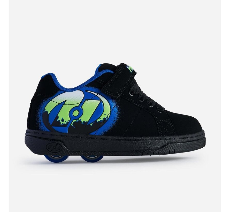 Heelys X2 Kolect Black / Royal / Green Dubbelwiel Rolschoenen met EVA-tussenzool, Rubberen Zool & Verwijderbare Wielen