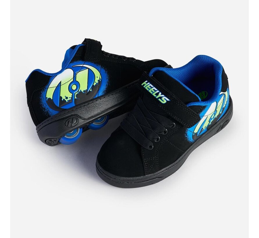 Heelys X2 Kolect Black/Royal/Green Double Wheel Roller Shoes with EVA Midsole, Rubber Sole & Removable Wheels