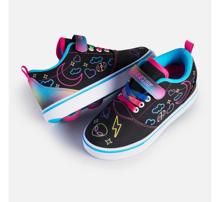 Heelys X2 Pro 20 Prints Noir / Rose vif / Multicolore Chaussures à roulettes doubles avec roulements ABEC 5, amorti EVA et roues amovibles