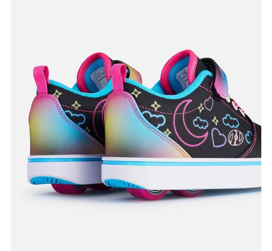 Heelys X2 Pro 20 Prints Noir / Rose vif / Multicolore Chaussures à roulettes doubles avec roulements ABEC 5, amorti EVA et roues amovibles