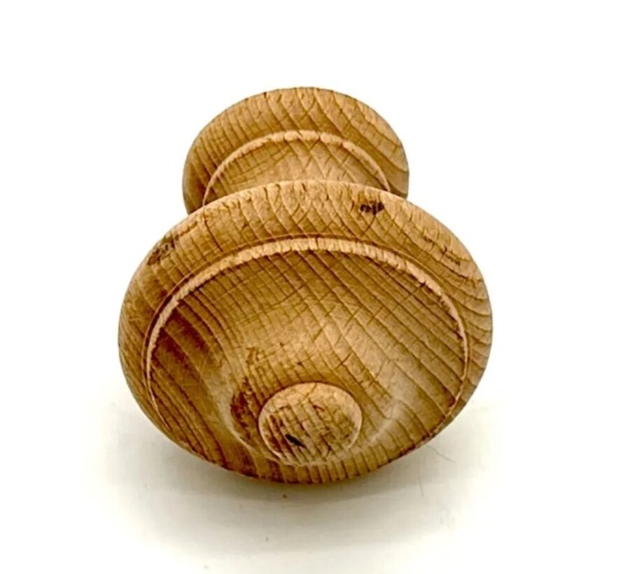 Juego de 5 pomos y adornos de madera para muebles – Madera de haya – Diseño clásico – Ø5 cm – Para armarios, cajones y decoración de muebles – Madera sin tratar