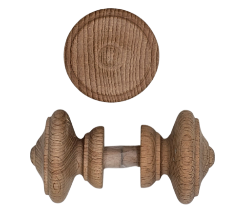 Set di 5 pomelli e ornamenti per mobili in legno – Legno di faggio – Design classico – Ø5 cm – Per armadi, cassetti e decorazioni per mobili – Legno non trattato