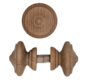 Juego de 5 pomos y adornos de madera para muebles – Madera de haya – Diseño clásico – Ø5 cm – Para armarios, cajones y decoración de muebles – Madera sin tratar