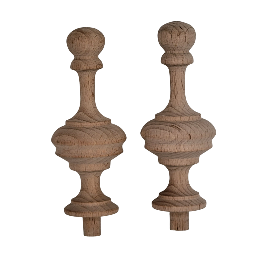 Set of 2 wooden tower ornaments