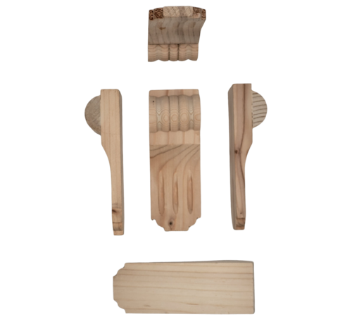 Vuren Houten Console Meubelbeslag – Set van 5 Stuks – Hoeksteunen voor Meubels – Rustiek Blank Hout – Wandsteunen / Plankdragers – Doe-Het-Zelf Meubelbouw
