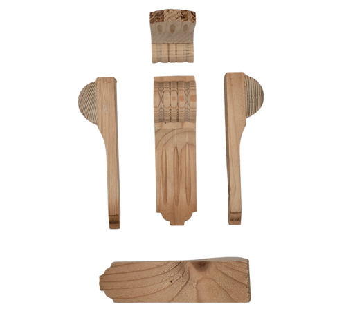 Narrow pine wooden console furniture fittings, 5 pieces