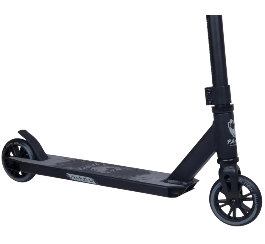 Panda Initio v2 Stunt-Scooter, Schwarz, leichtes Einsteigermodell mit 100-mm-Rädern, Stahllenker und IHC-Kompressionsfederung.