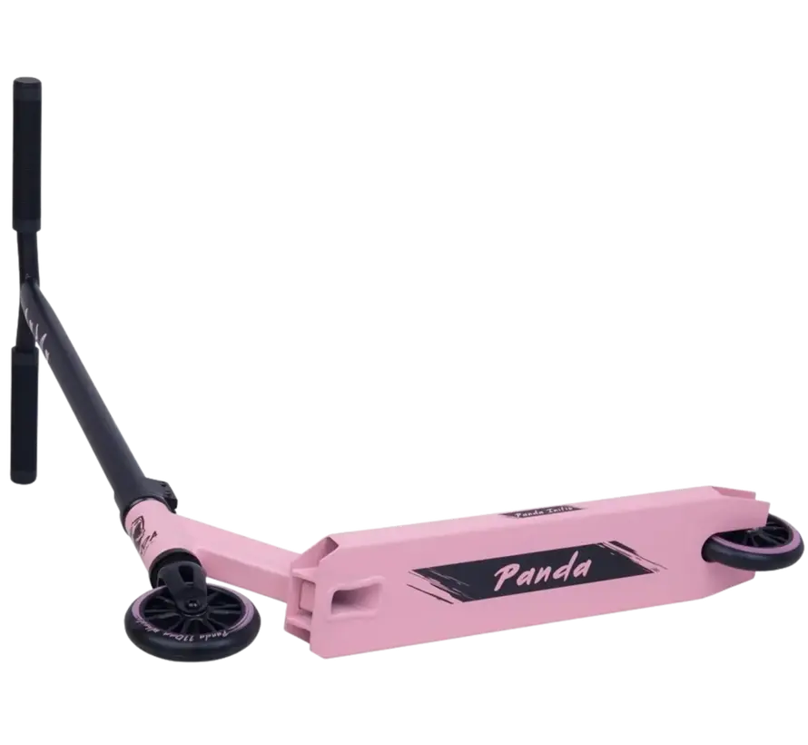 Trottinette freestyle Panda Initio v2 rose, modèle d'entrée de gamme robuste avec roues de 100 mm, guidon en acier et plateau léger en aluminium