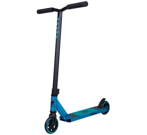 Panda Trottinette freestyle Panda Initio v2, couleur turquoise. Modèle d'entrée de gamme léger et robuste avec roues de 100 mm, guidon en T en acier et système de compression IHC fiable.