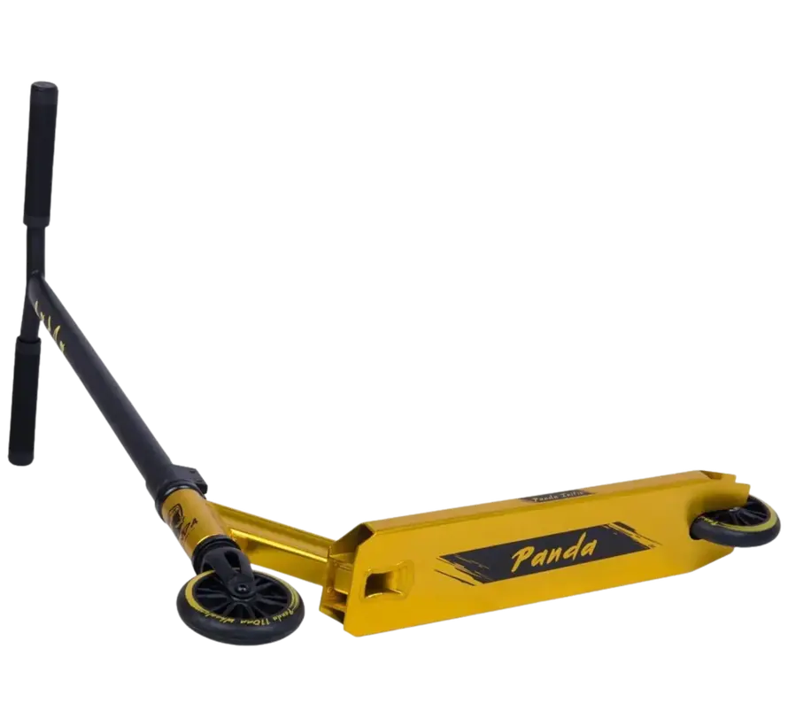 Panda Initio v2 Stunt Scooter Gold Deck Lekka hulajnoga dla początkujących z kołami 110 mm, stalową kierownicą i systemem kompresji IHC