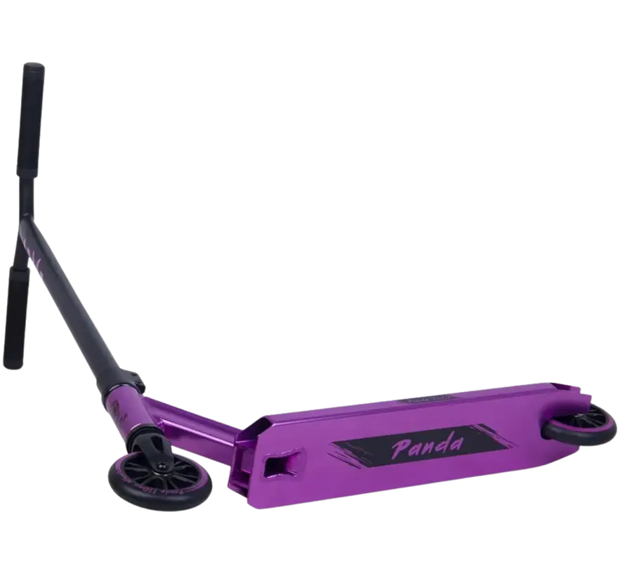Patinete acrobático Panda Initio v2, color morado. Patinete robusto y ligero para principiantes con ruedas de 110 mm, manillar de acero y plataforma de aluminio.