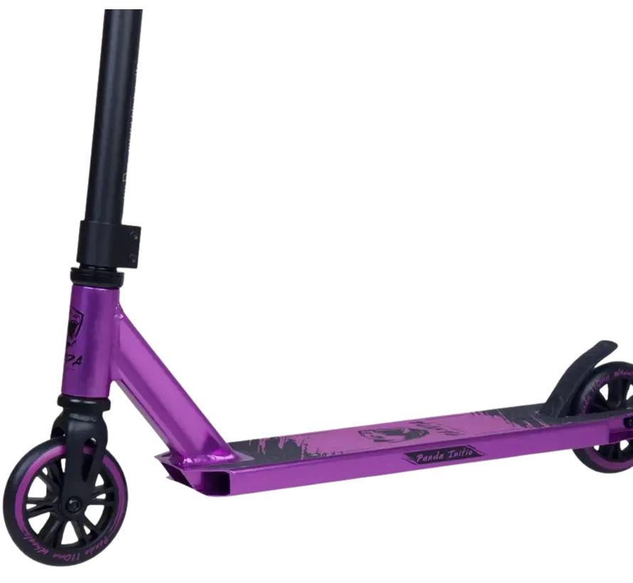 Patinete acrobático Panda Initio v2, color morado. Patinete robusto y ligero para principiantes con ruedas de 110 mm, manillar de acero y plataforma de aluminio.