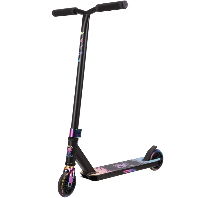 Panda Initio v2 Stunt Scooter Black Rainbow Strong and Light Entry-Level Model with 110mm Wheels, Steel T-Bar & IHC Compression
